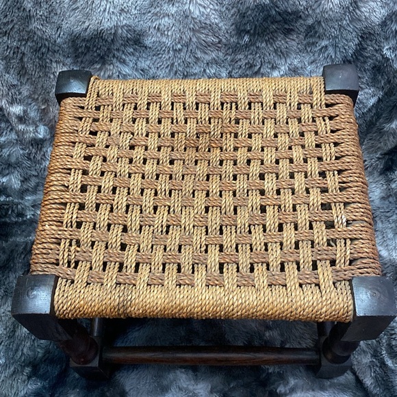 Handcrafted Woven Stool - Brown and Tan - Picture 2 of 16